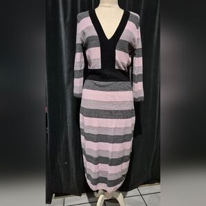 Chic Long Sleeve Striped Dress